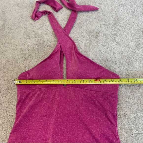 JONES New York Women's Solid Glitter One Piece Swimsuit Fuchsia Sz L NWT - Picture 7 of 10